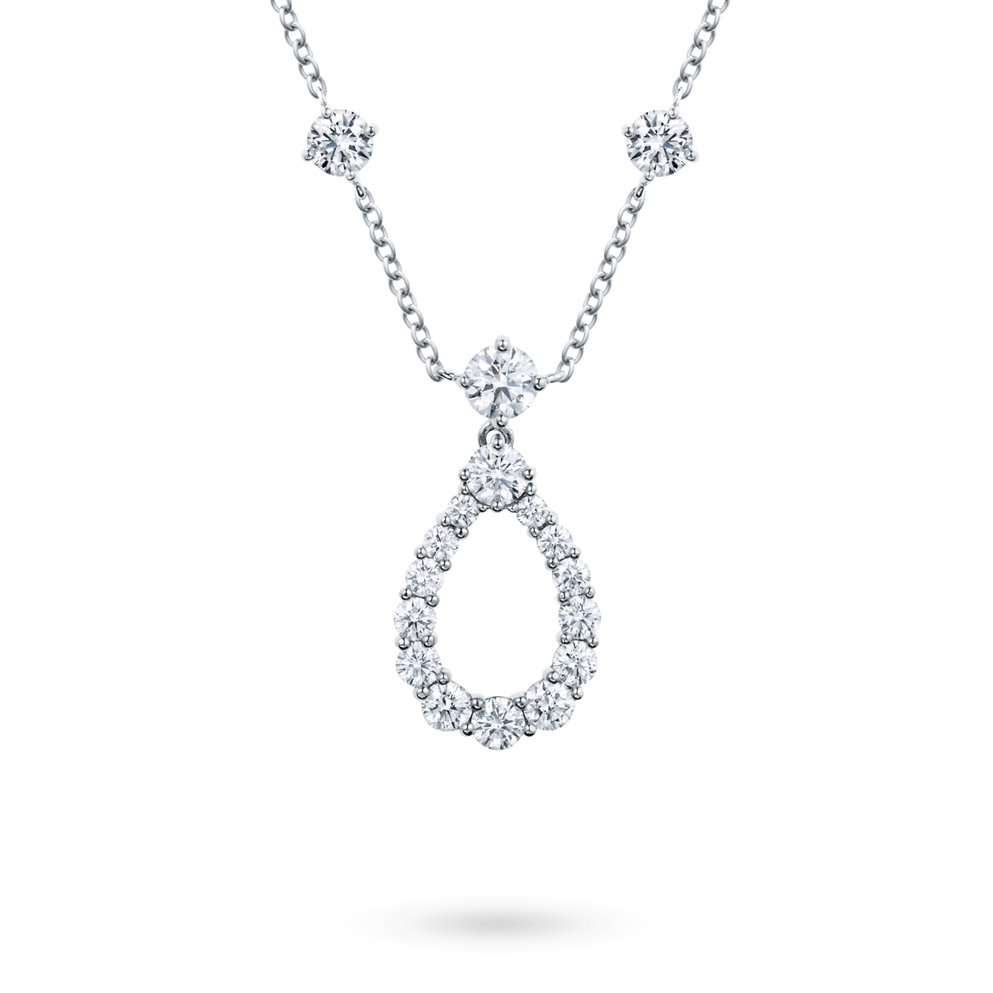 Diamond Loop单环Rondelle钻石项链在一条长链子上